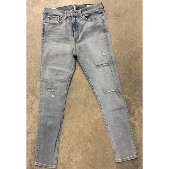 Rag & Bone High Rise Ankle Skinny‎ Jeans Size 30 Distressed Light Wash Denim - Picture 1 of 3